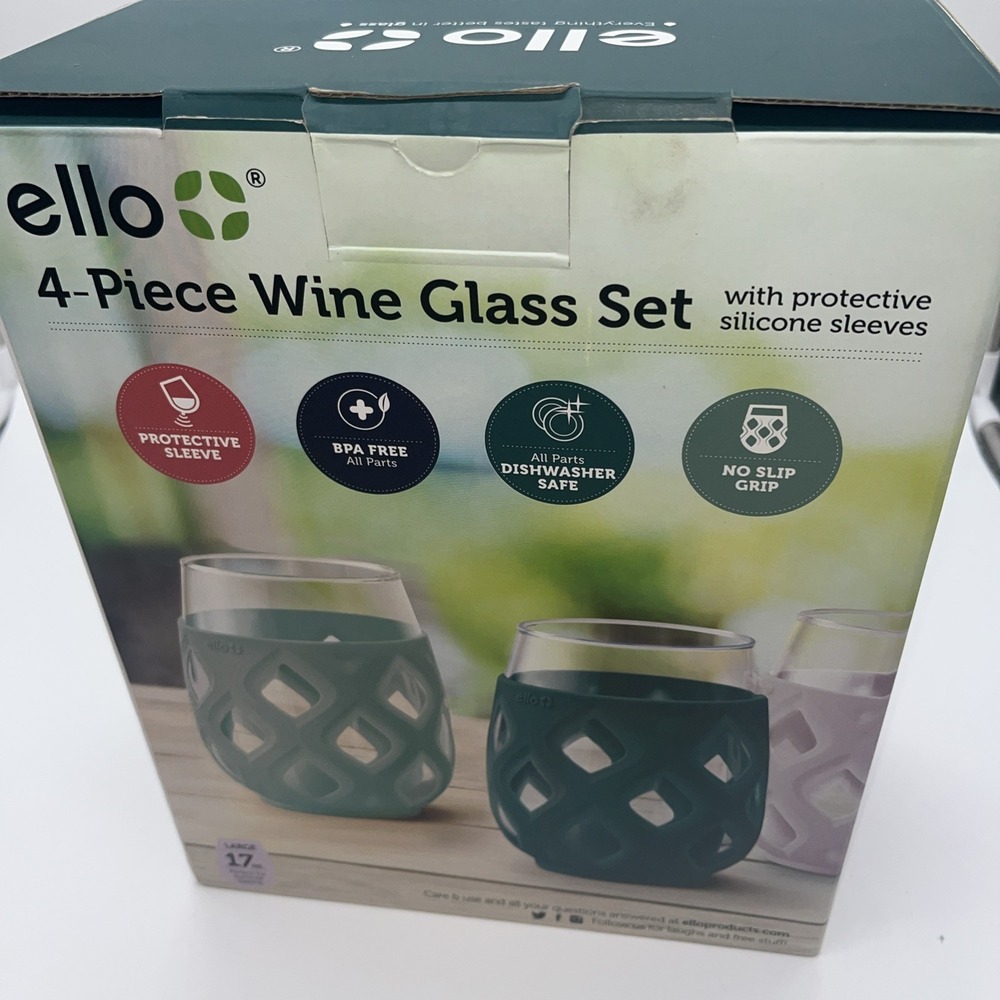 Ello Stemless Wine Glass Set 4 Glasses 17 Oz - Picture 6 of 15